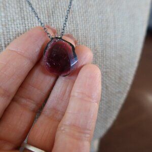 Watermelon tourmaline & blackened sterling silver necklace by Laura Kitsos Gem